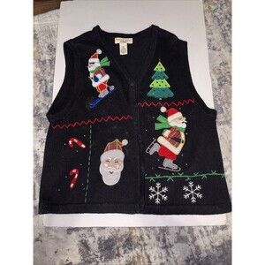 Bechamel Women's Sweater Vest Size Petite Large Christmas